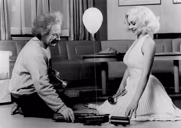 Michael Emil and Theresa Russell in Insignificance publicity still (1985)