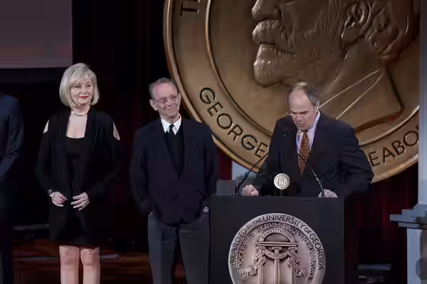 Barbara Brilliant, Joel Grey and Michael Kantor accept the Award for "Great Performances: Broadway Musicals: A Jewish Legacy." (2014)