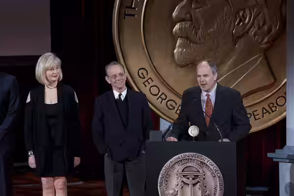 Barbara Brilliant, Joel Grey and Michael Kantor accept the Award for "Great Performances: Broadway Musicals: A Jewish Legacy." (2014)