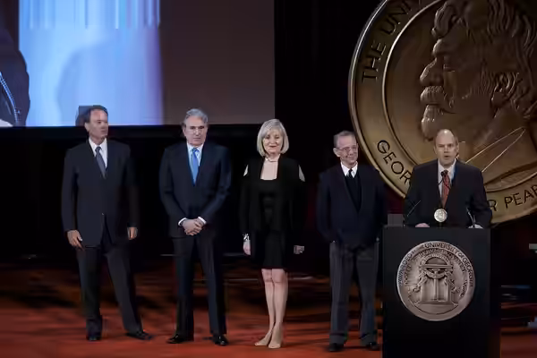 David Horn, Albert Tapper, Barbara Brilliant, Joel Grey and Michael Kantor accept the Award for "Great Performances: Broadway Musicals: A Jewish Legacy." (2014)
