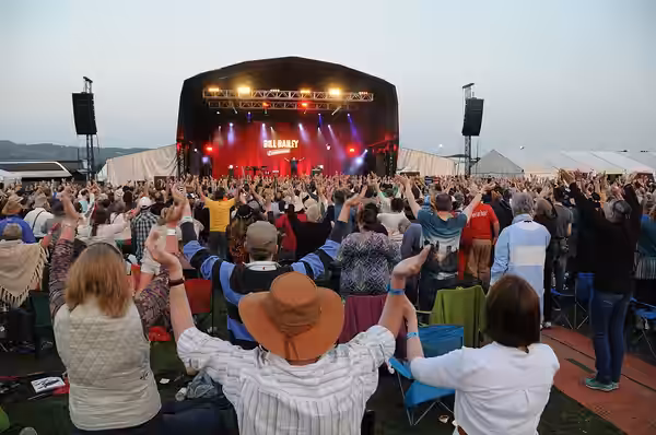 Bill Bailey performing at Wychwood Festival 2016