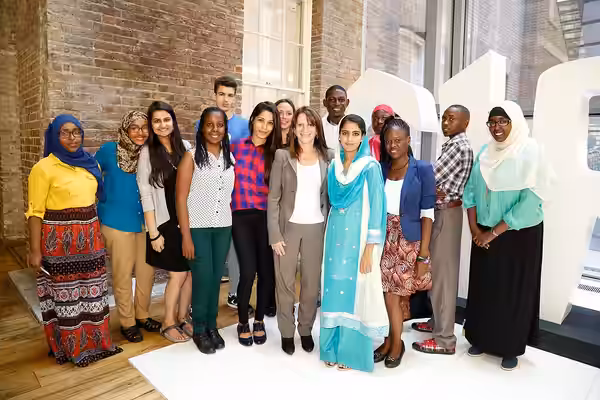 Freida Pinto, Indian actress and Plan International Girls Rights Ambassador, pictured with International Development Minister Lynne Featherstone and Youth For C