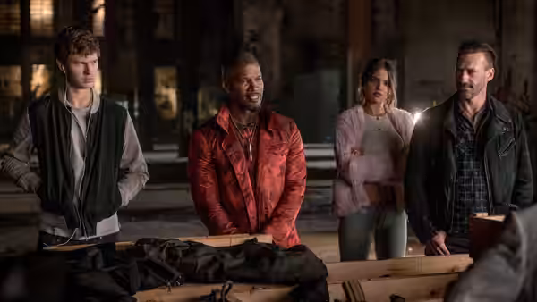 Baby, Bats, Darling and Buddy stand in an abandoned warehouse