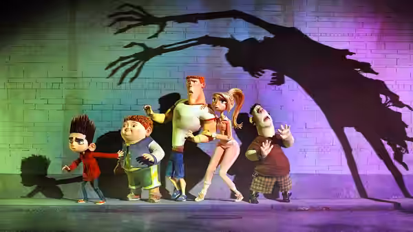 Norman Babcock (Kodi Smit-McPhee) and friends pass a giant monster shadow