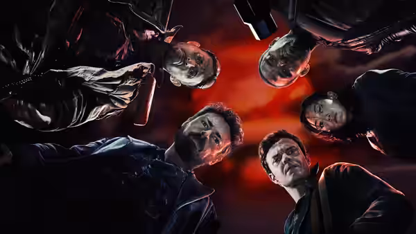 Billy Butcher and his team glaring down from overhead