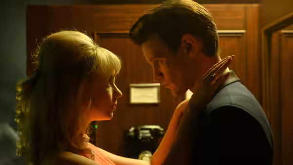 Sandie (Anya Taylor-Joy) and Jack (Matt Smith) face each other in a hallway