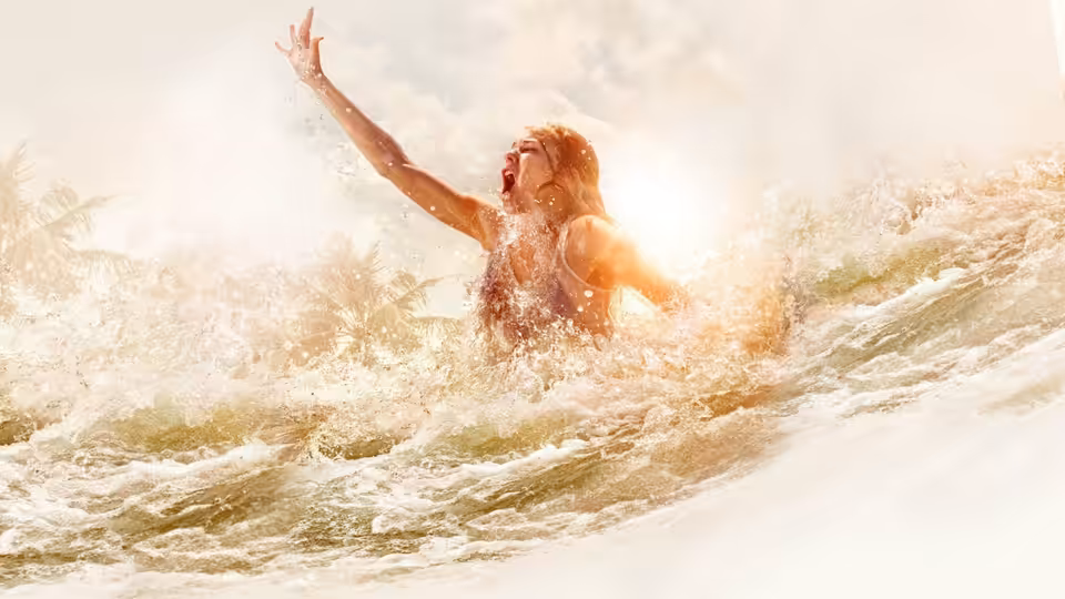 Maria Bennett (Naomi Watts) reaches upward amid surging floodwater