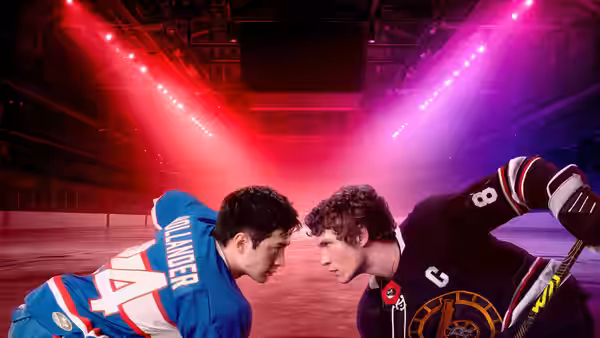 Shane Hollander and Ilya Rozanov face off on the ice rink