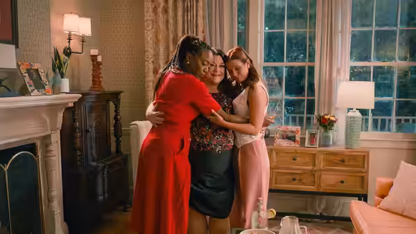 Helen Decatur (Heather Headley), Dana Sue Sullivan (Brooke Elliott) and Maddie Townsend (Joanna Garcia) sharing a group hug