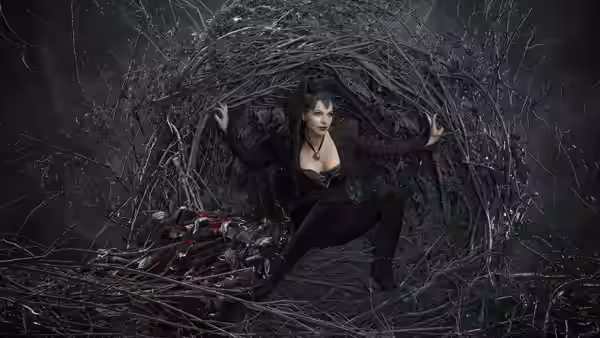 The Evil Queen (Lana Parrilla) surrounded by twisted dark branches