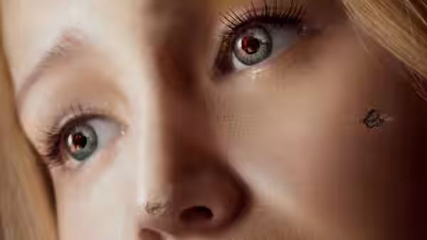 Close-up of Mother (Jennifer Lawrence), with insects crawling across her face