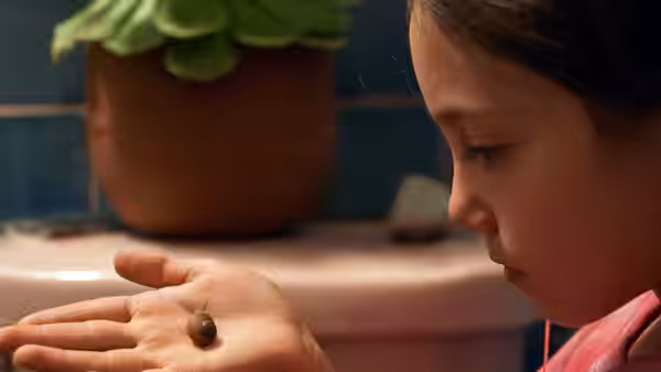Sol (Naíma Sentíes) studies a small snail crawling across her open palm