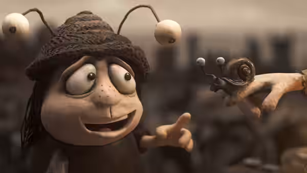 A child reaches toward a snail perched on a hand
