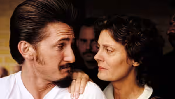 Matthew Poncelet (Sean Penn) and Sister Helen Prejean (Susan Sarandon) looking closely at each other