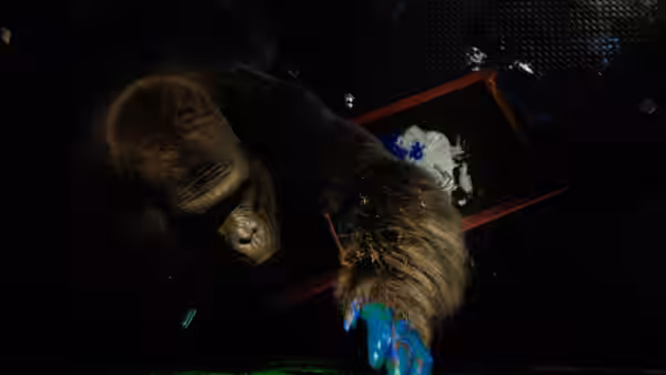 Ivan reaches toward a painting in the dark