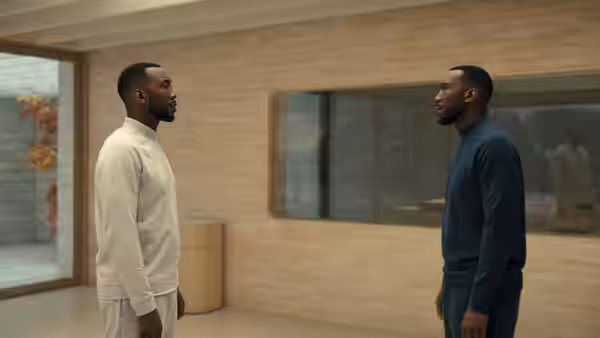 Cameron Turner (Mahershala Ali) faces his identical double in a bright clinical room