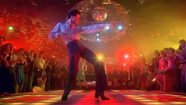 Tony Manero (John Travolta) dancing on the illuminated disco floor