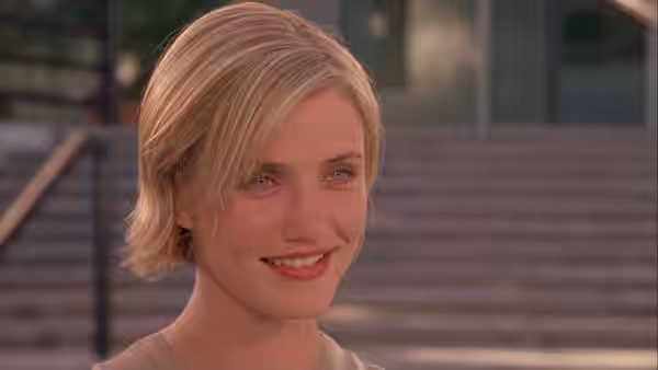Mary (Cameron Diaz) smiling with her head turned to the side