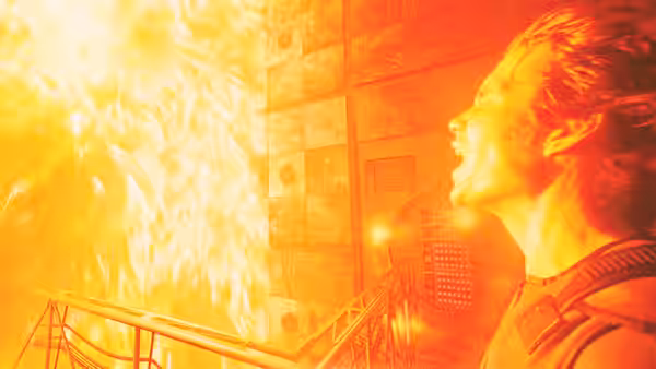 Capa (Cillian Murphy) shouting near a massive solar flare