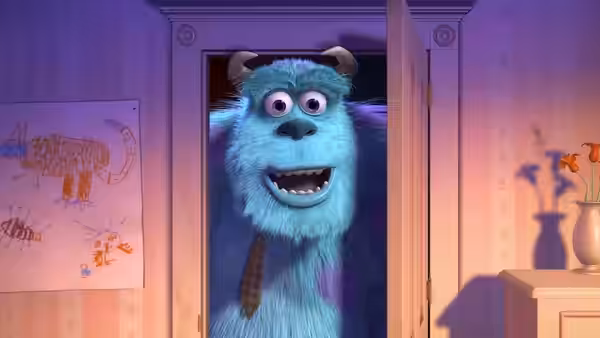 Sullivan peeks through an open door into a child's bedroom