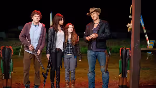 Columbus, Wichita, Little Rock and Tallahassee standing armed at night