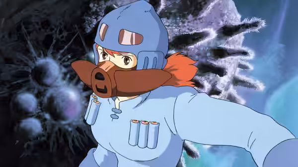 Asbel (Yōji Matsuda) in helmet and mask flying through the air