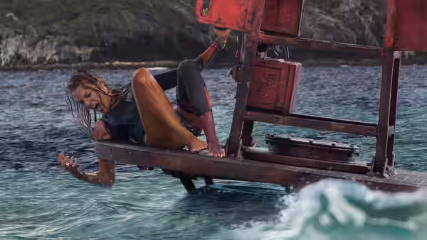 Nancy Adams (Blake Lively) clings to a red buoy above the water