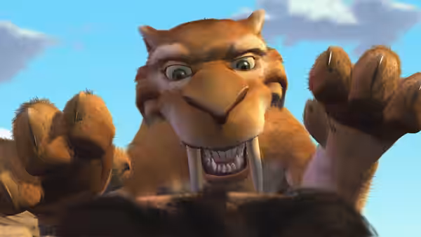 Diego reaches toward the viewer with his claws raised