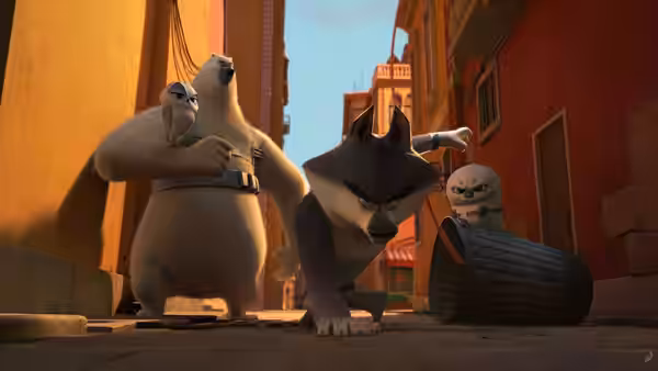 Classified leads his animal agents down a narrow city alley