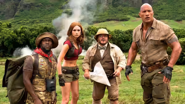 Mouse, Ruby, Oberon, and Bravestone stand in a smoking green valley