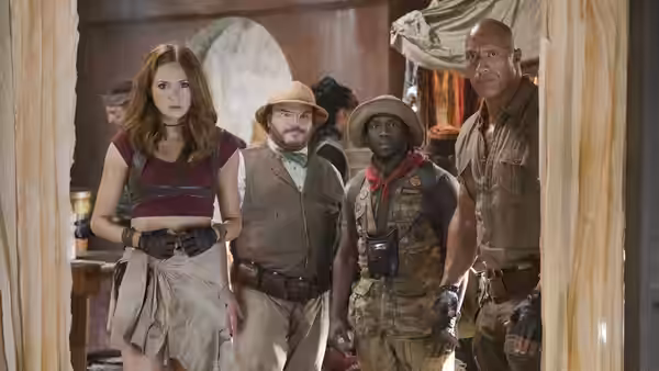 Ruby, Oberon, Mouse, and Bravestone stand together in a doorway