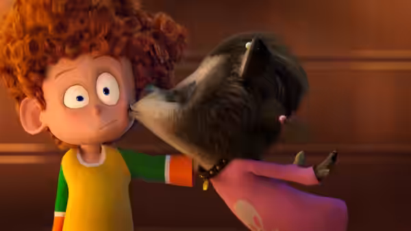 Wanda (Molly Shannon) gives young Dennis a kiss on the cheek