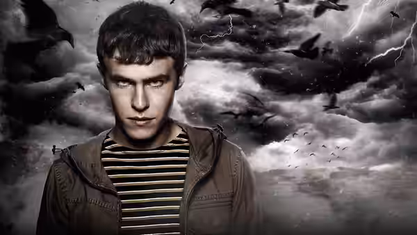 Paul Roberts (Iain De Caestecker) faces forward beneath circling crows and lightning