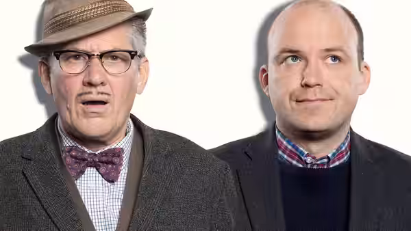 Count Arthur Strong (Steve Delaney) and Michael Baker (Rory Kinnear) stand side by side