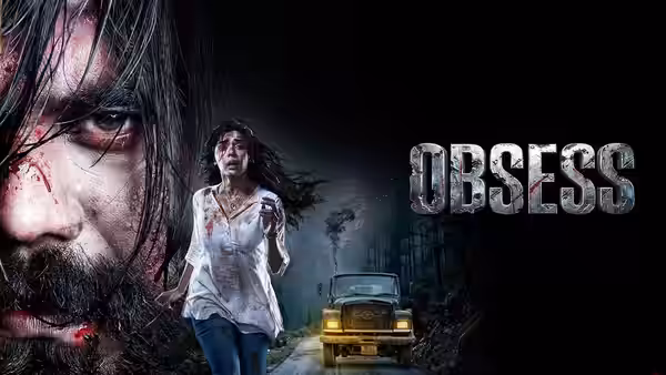 A woman runs down a road as a truck approaches, with a bloodied man looming nearby
