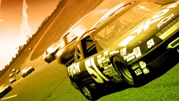 race car number 51 speeding around the track during a race