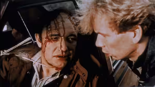 Bloodied Waldemar Rekowski confronted by Jacek Łazar after crash