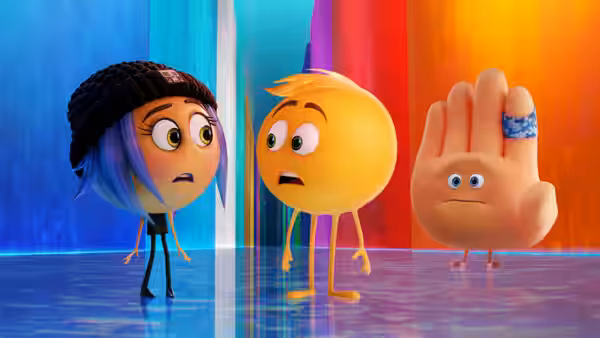 Jailbreak (Anna Faris), Gene (T.J. Miller) and Hi-5 (James Corden) stare ahead in surprise