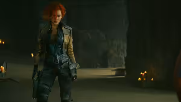 Lilith (Cate Blanchett) standing in a dim underground stone chamber