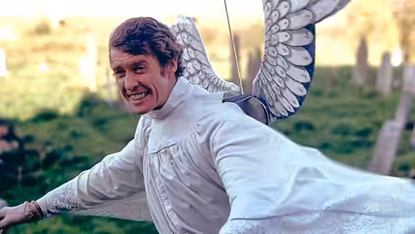 Frank Spencer (Michael Crawford) dressed as an angel with wings