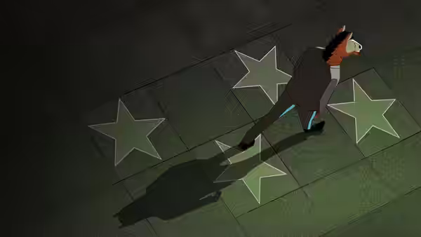 BoJack Horseman (Will Arnett) walking across glowing stars on pavement